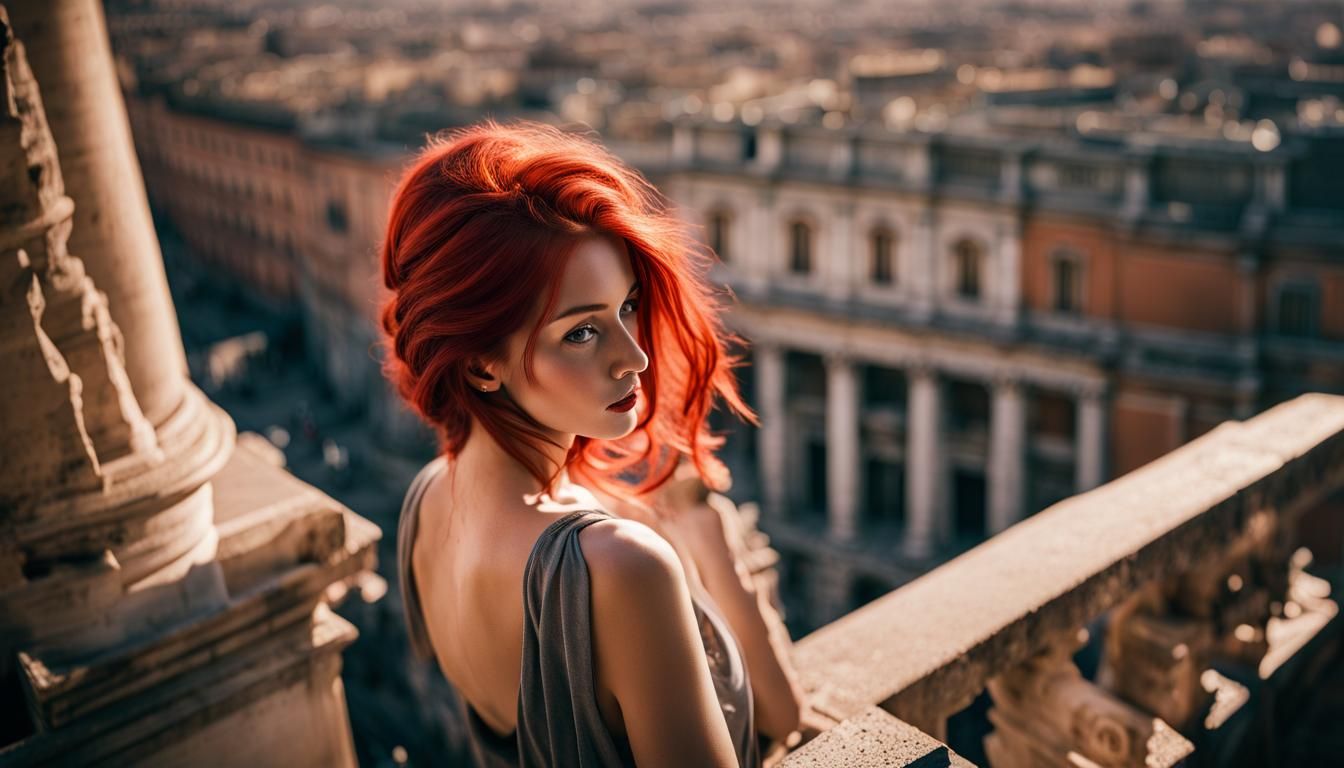 Redhead in Rome: Vintage Silhouette Portrait