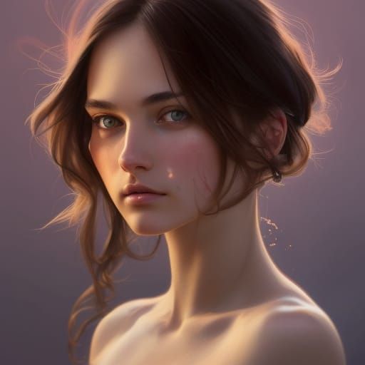 Pretty Girl Light Carmel Color Hair with Light brown eyes and rosy cheeks