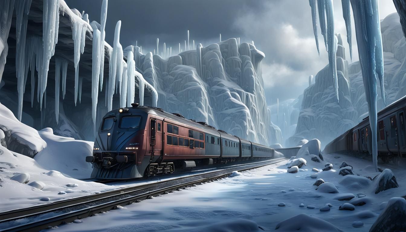 Icy Trainscape: Fantastical Frozen Landscape