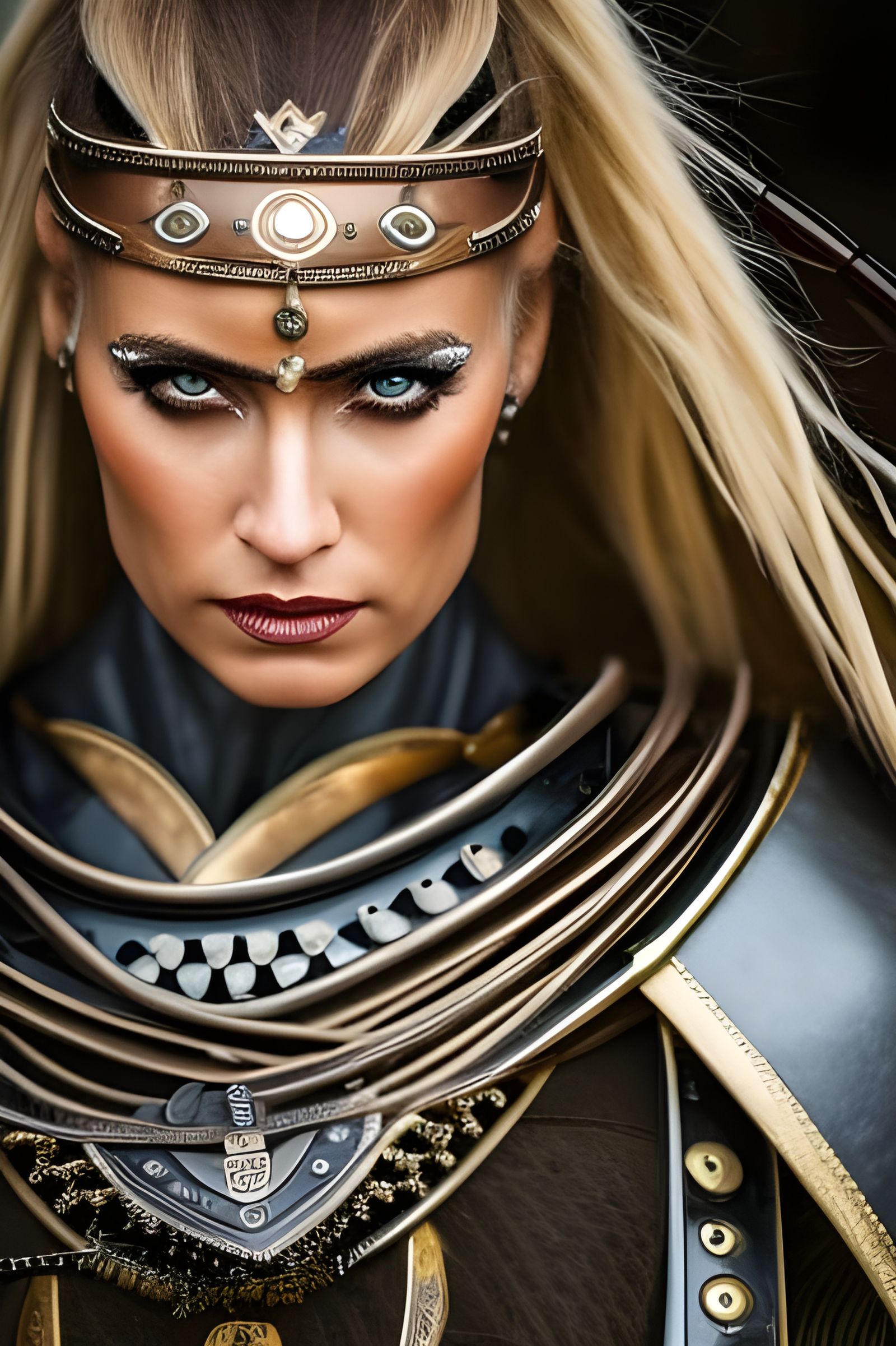Fierce Viking Warrior Portrait with Norse Tattoos