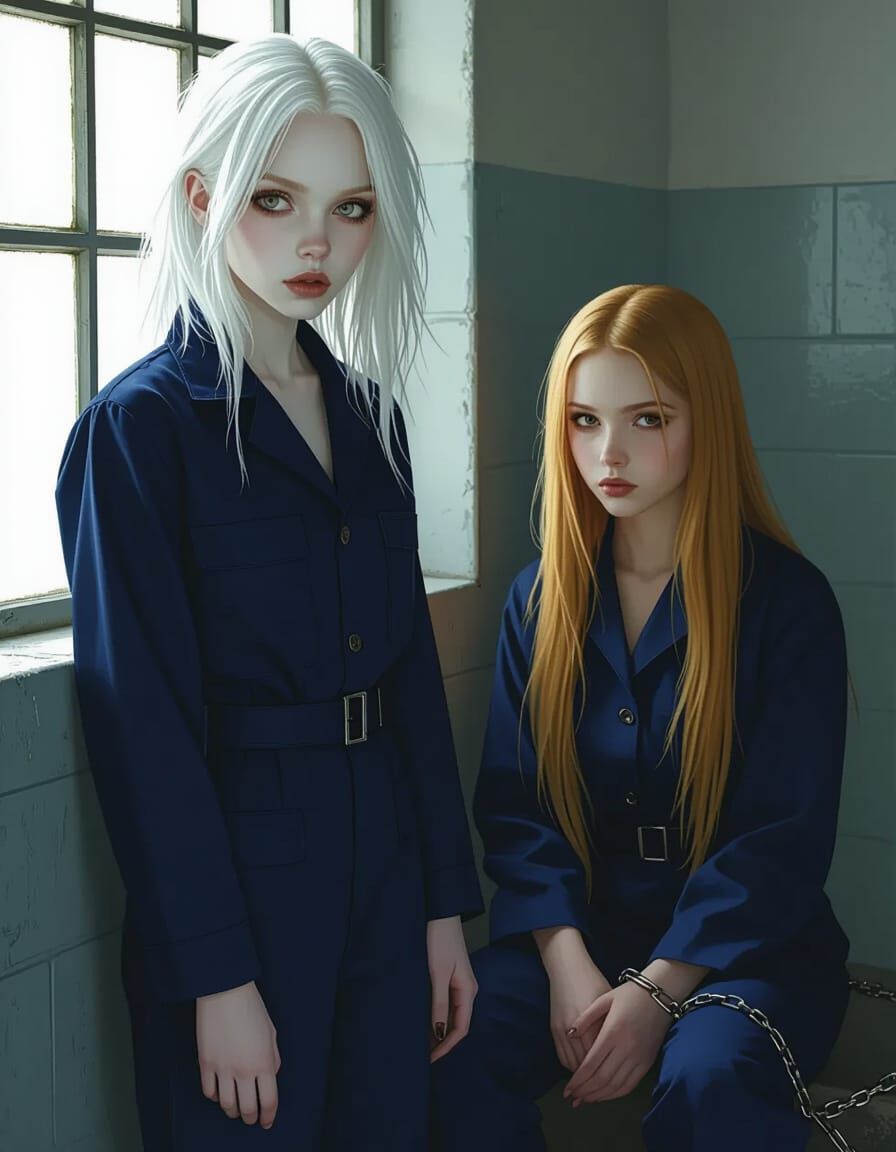 Hyperreal Image of Albino Woman in Prison