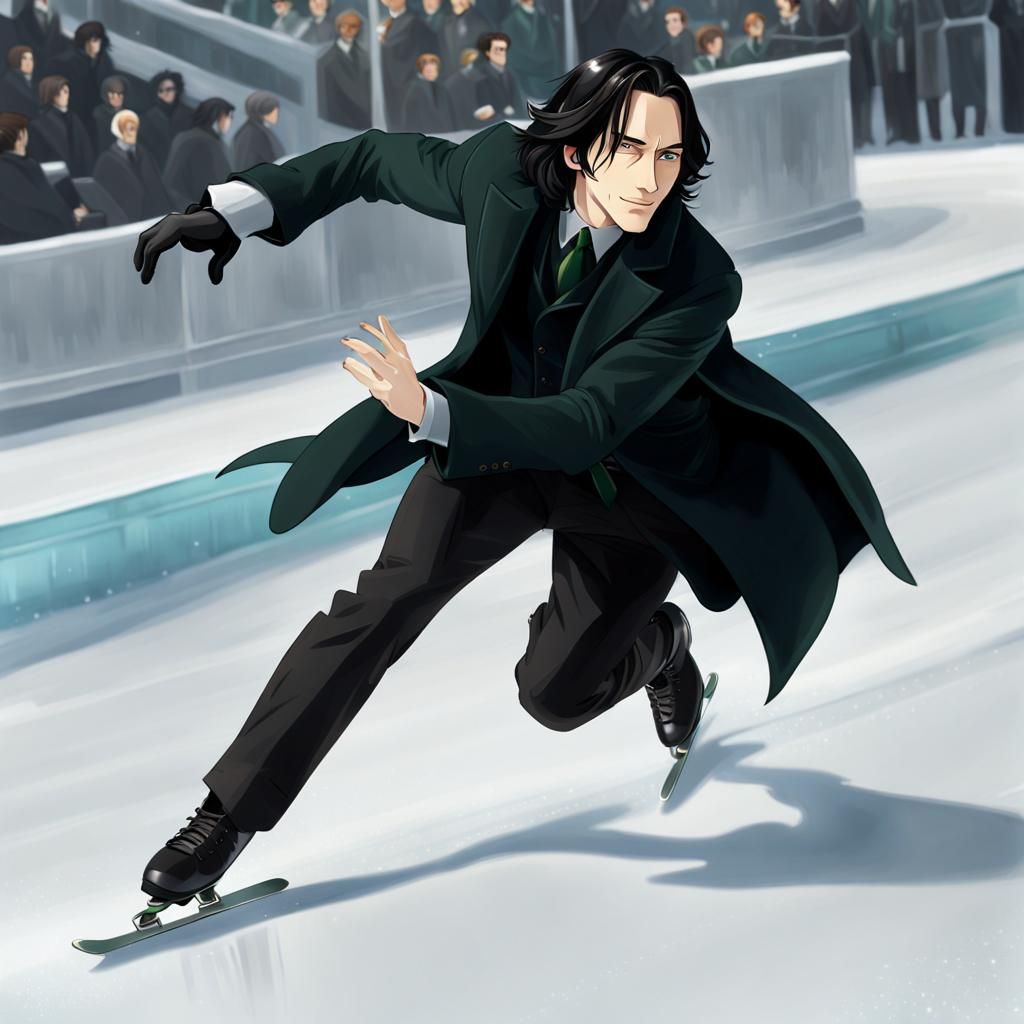 Severus Snape Skating on Winter Snowscape