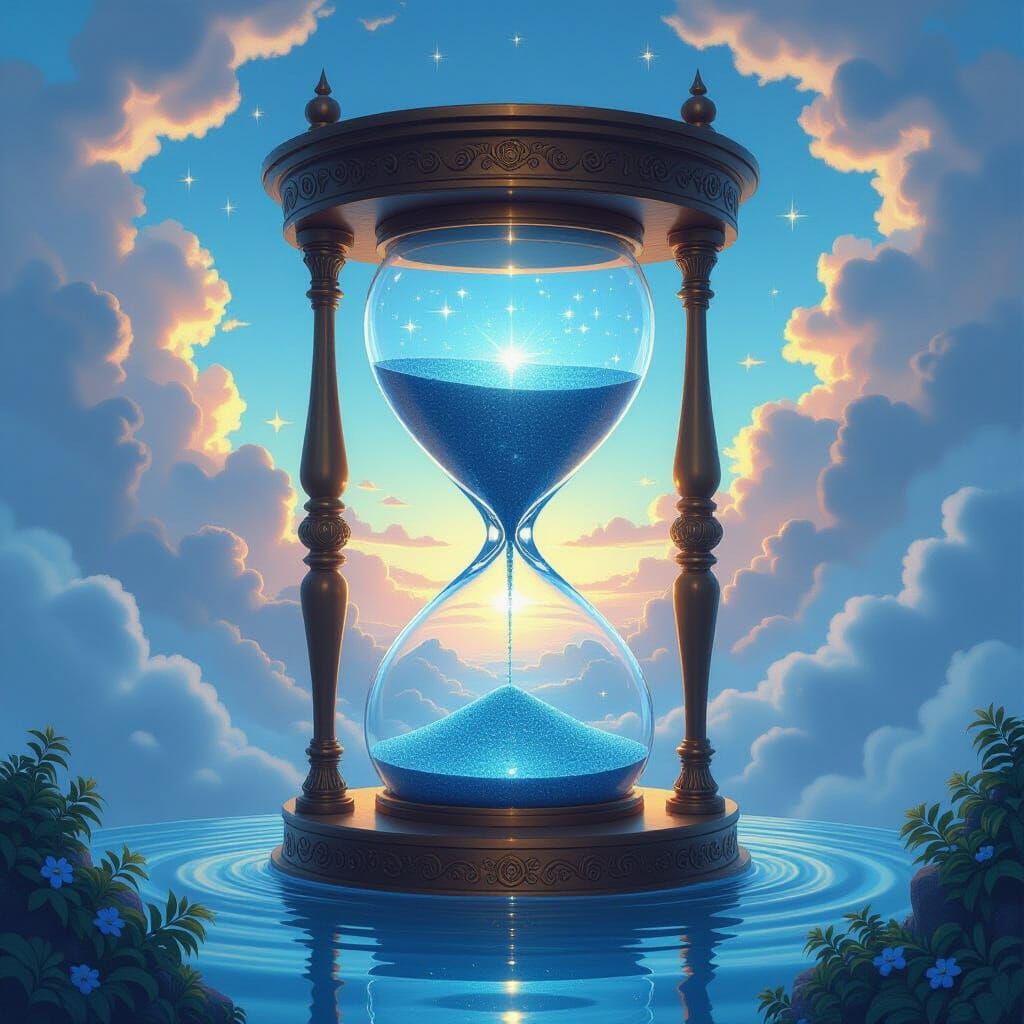 Golden Hourglass in Dreamy Sky Dimension