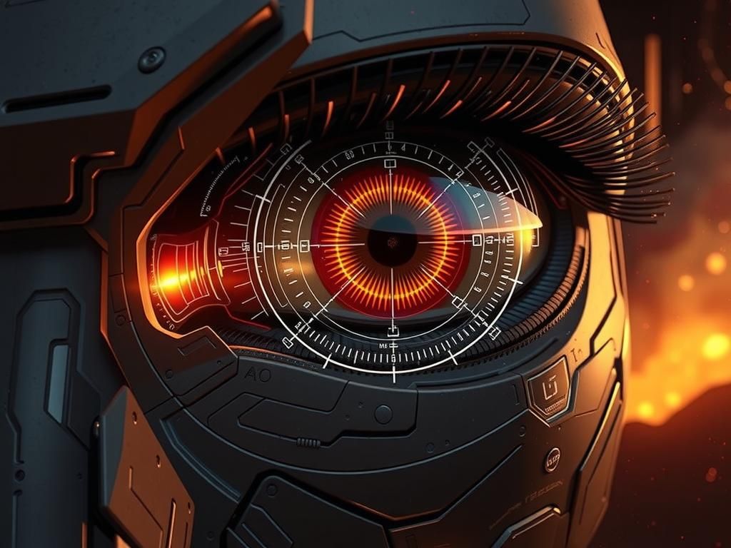 Cybernetic Robot Eye with HUD in Detailed Digital Art