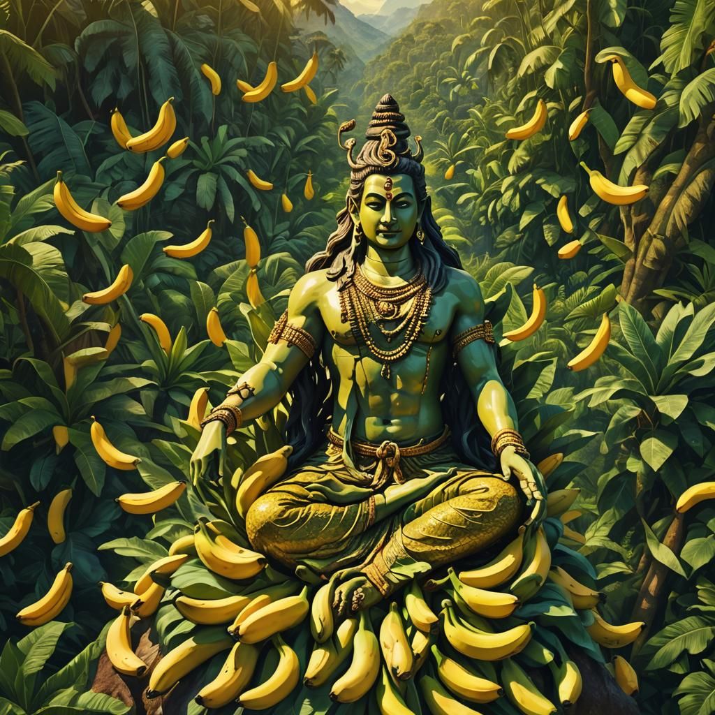 Banana Lord Shiva Meditates on Banana Mountain