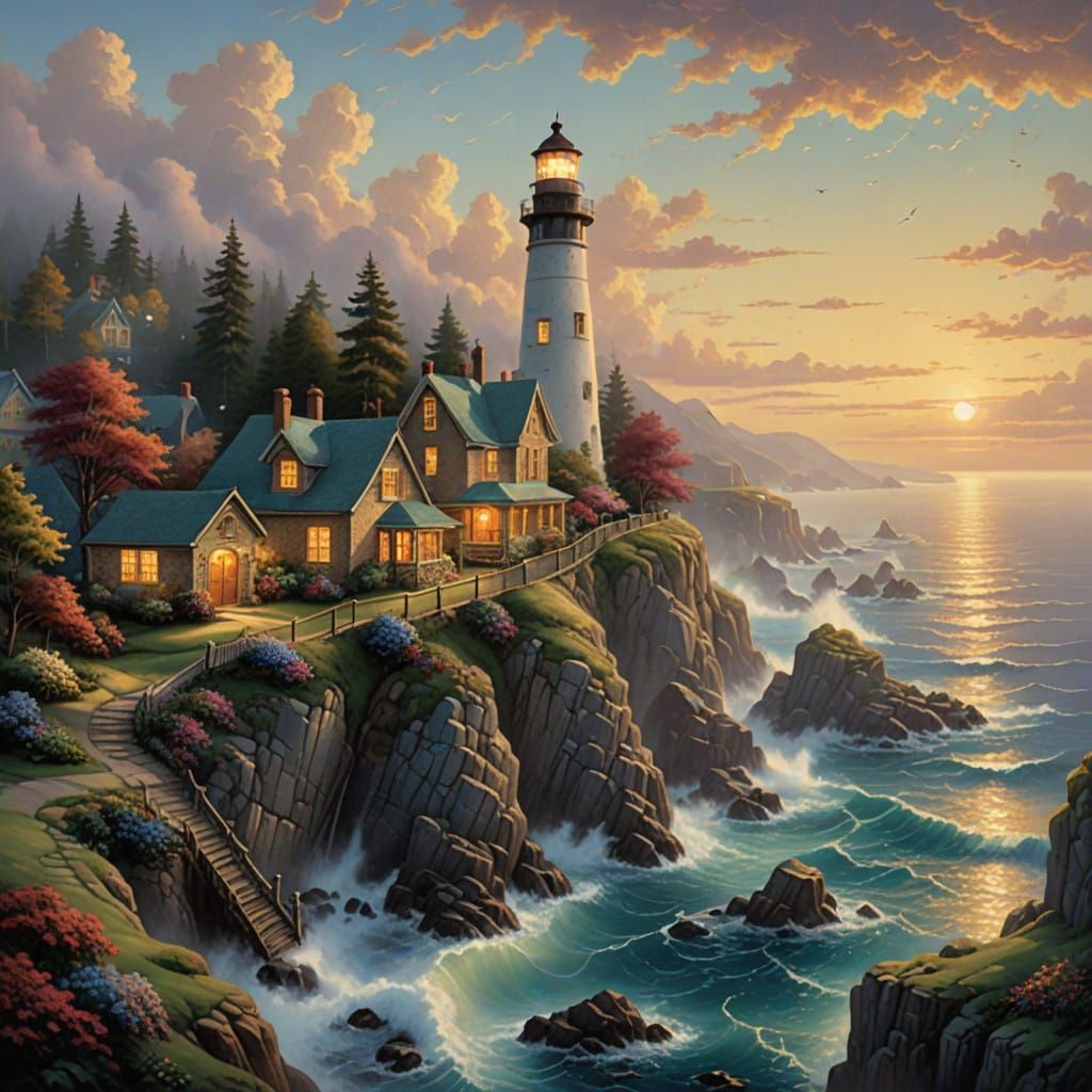 Cozy Lighthouse Village Basks in Golden Glow