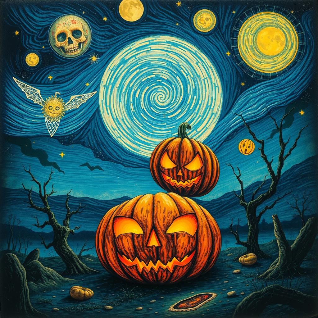 Futuristic Jack O'Lantern Surrealism with Stars