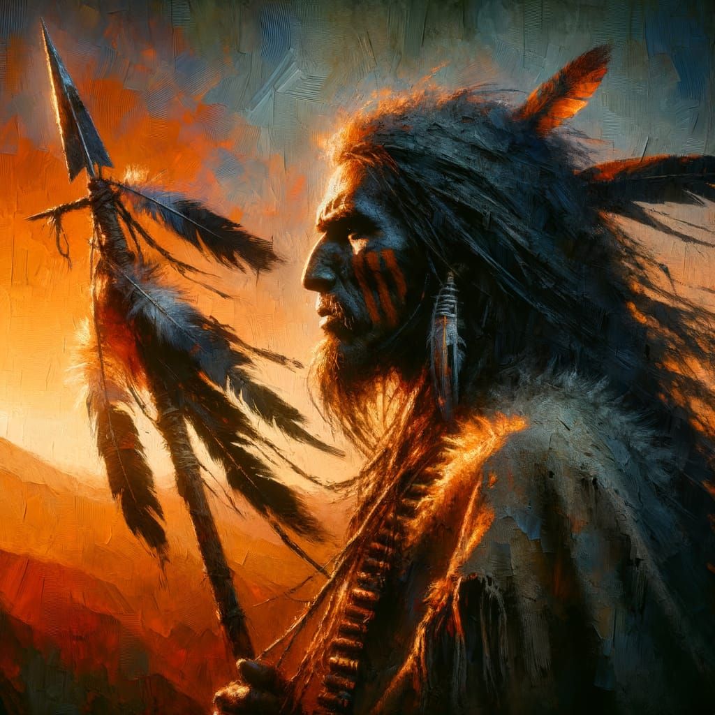 Comanche Warrior in Sunset Splendor