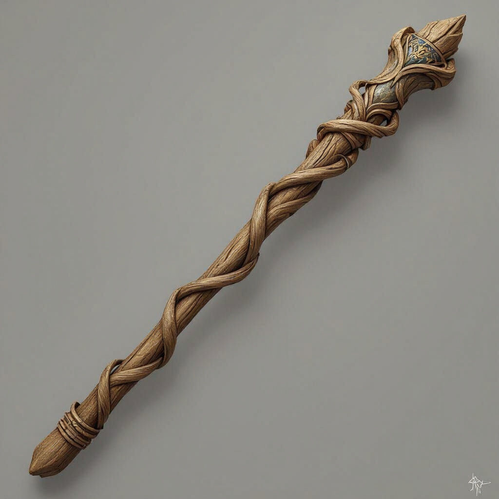 Highly Detailed Druid Wand in Arcane Concept Art Style