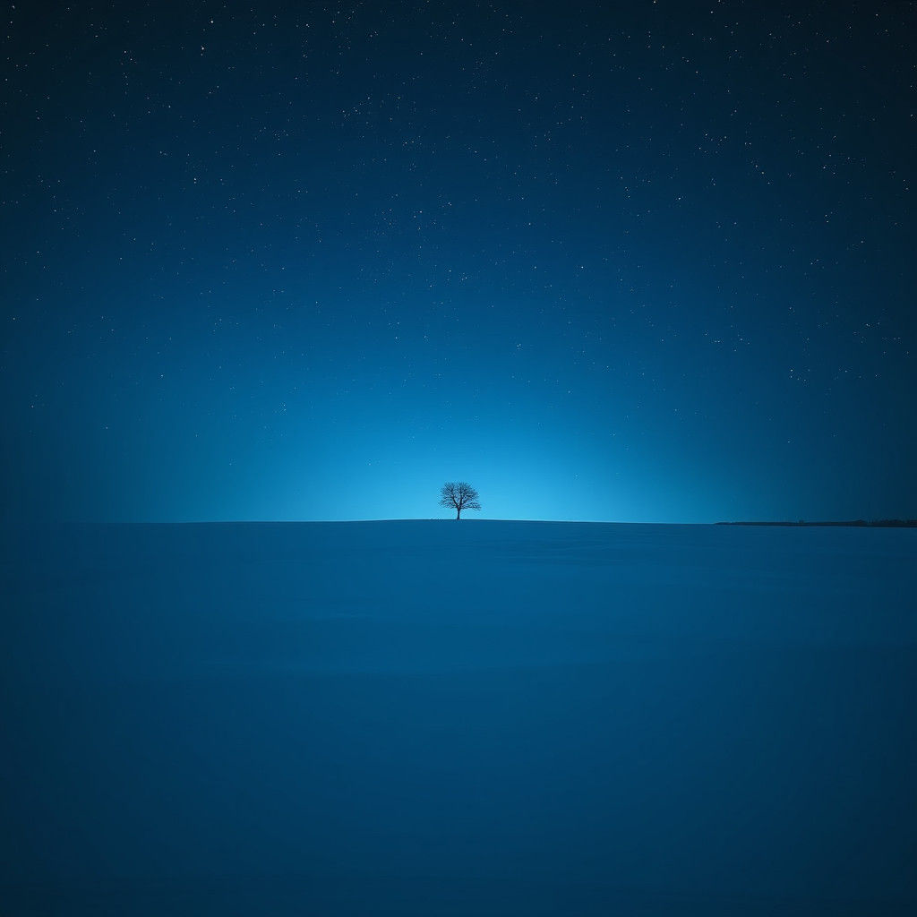 Hyperrealistic Blue Night Landscape Photograph