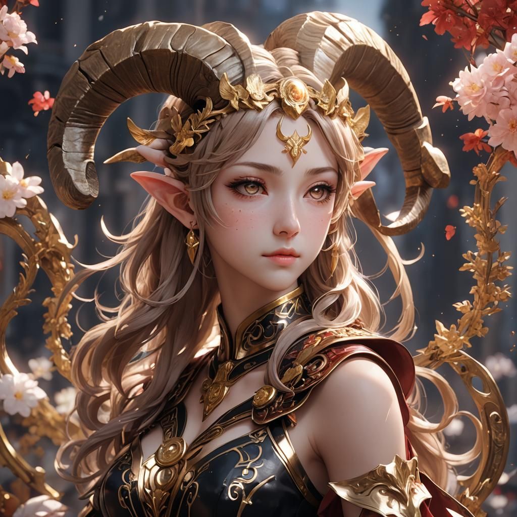 Aries in Detailed 3D Anime Style