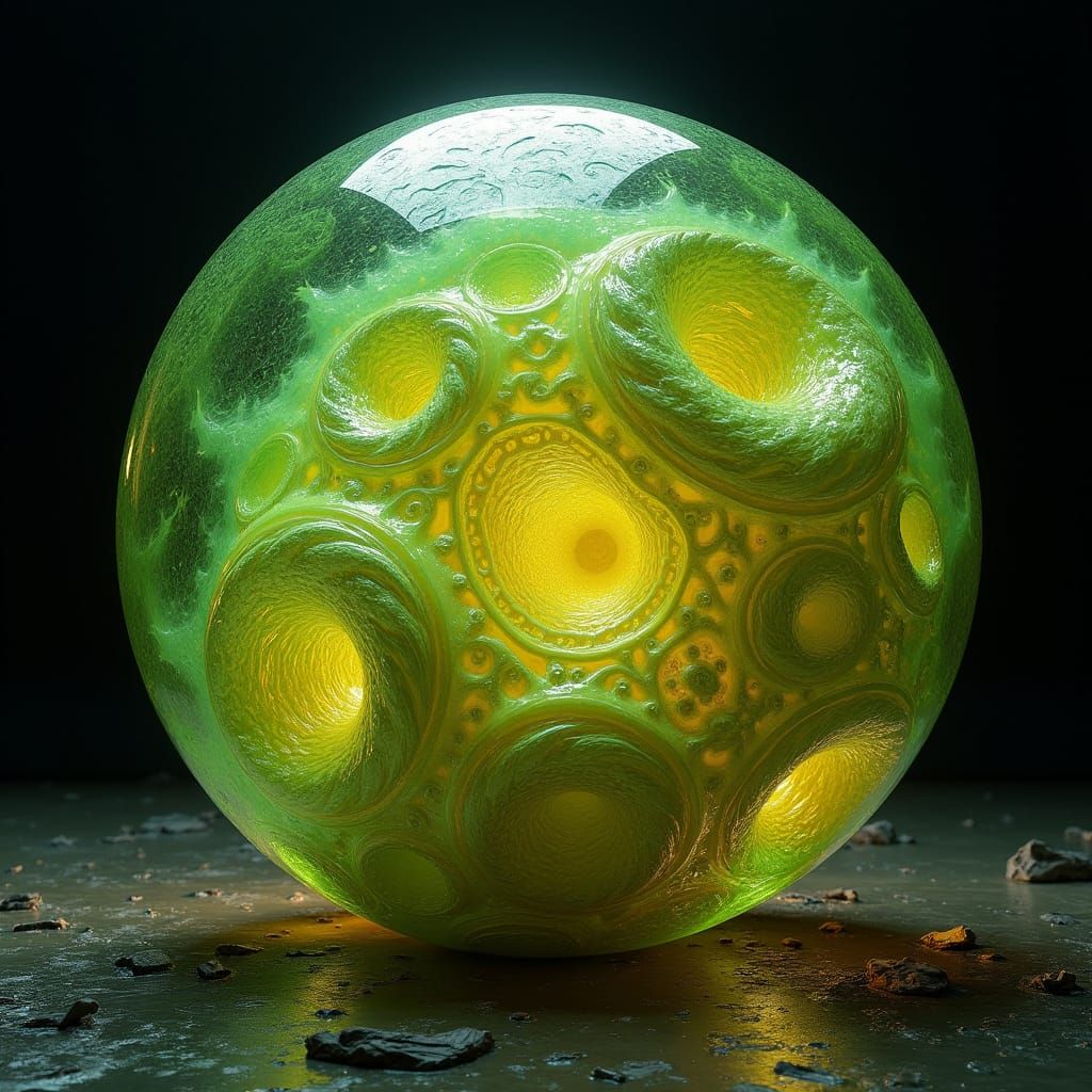 Iridescent Fractal Sphere in Psychedelic Futuristic Style