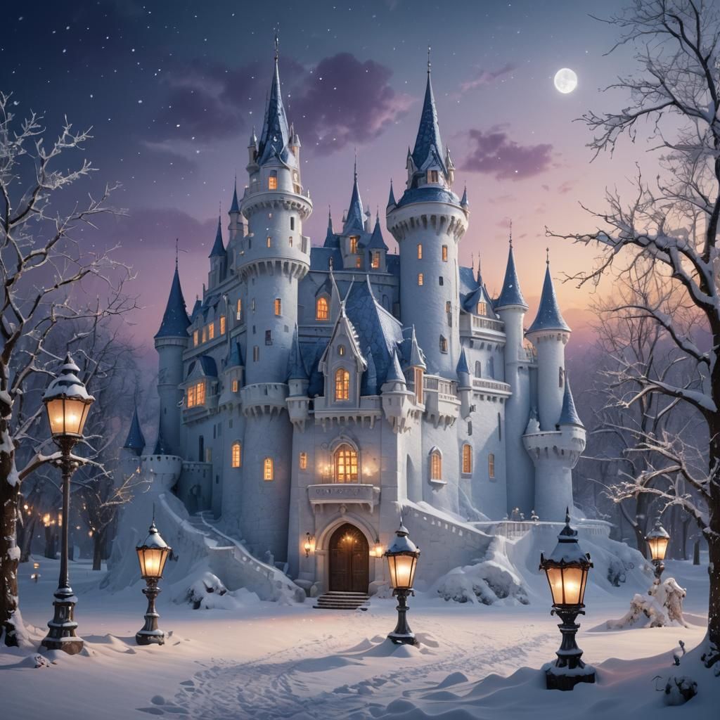 Winter Castle with Silver Accents in Fantasy Style