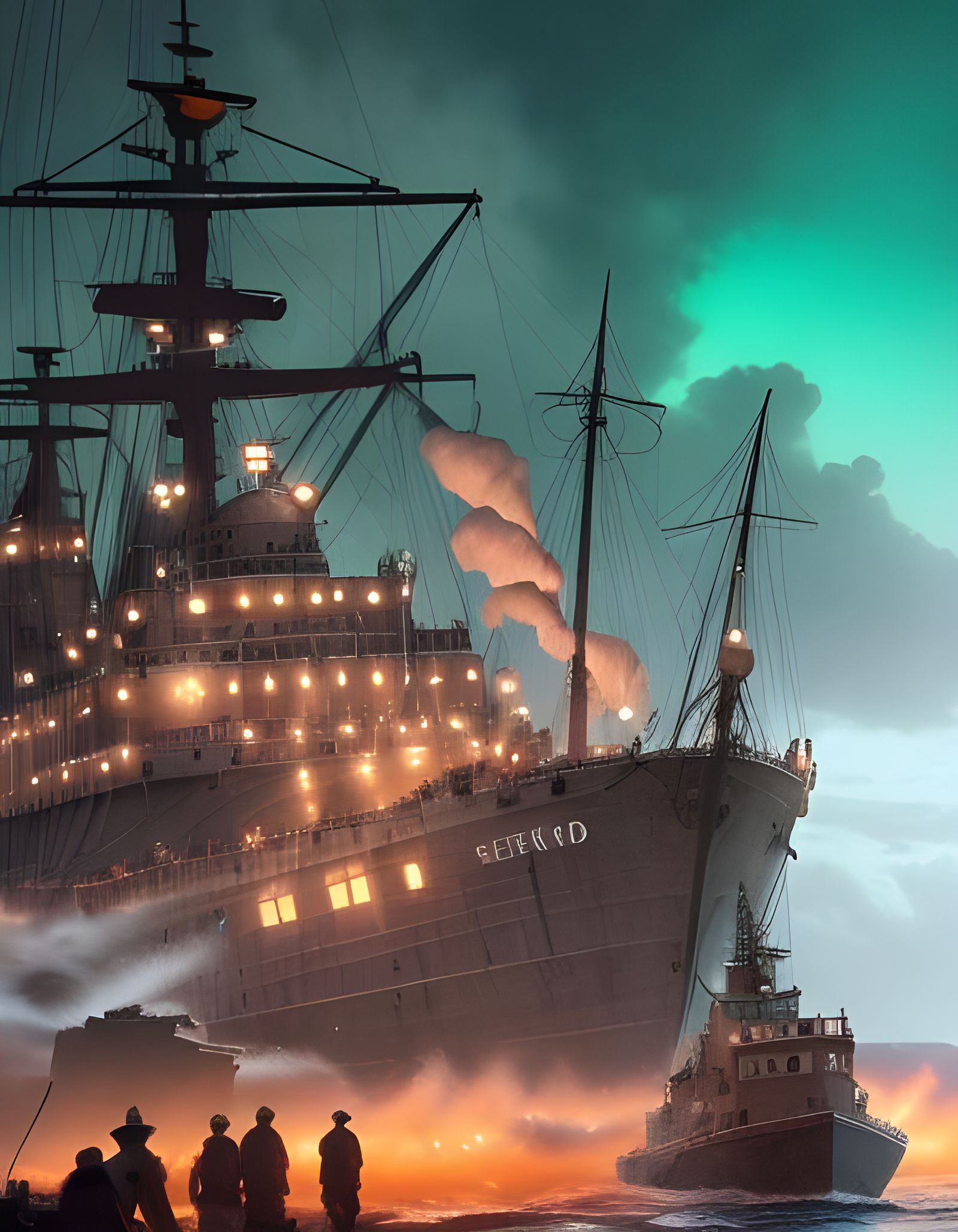 Dramatic Shipwreck Digital Matte Painting