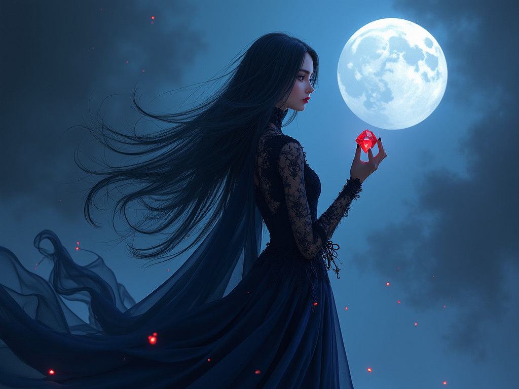 High Fashion Vampire with Diamond in Gothic Setting