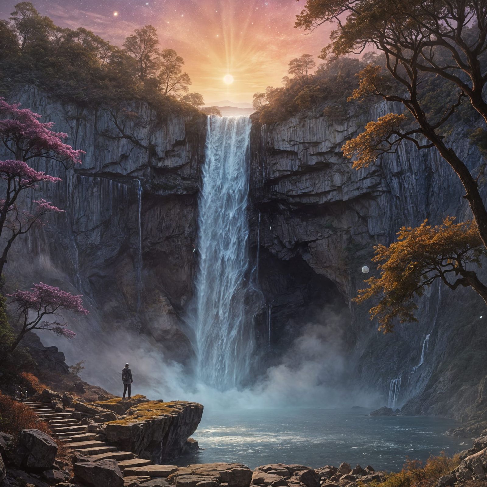 Epic Waterfall Flowing off Flat Earth