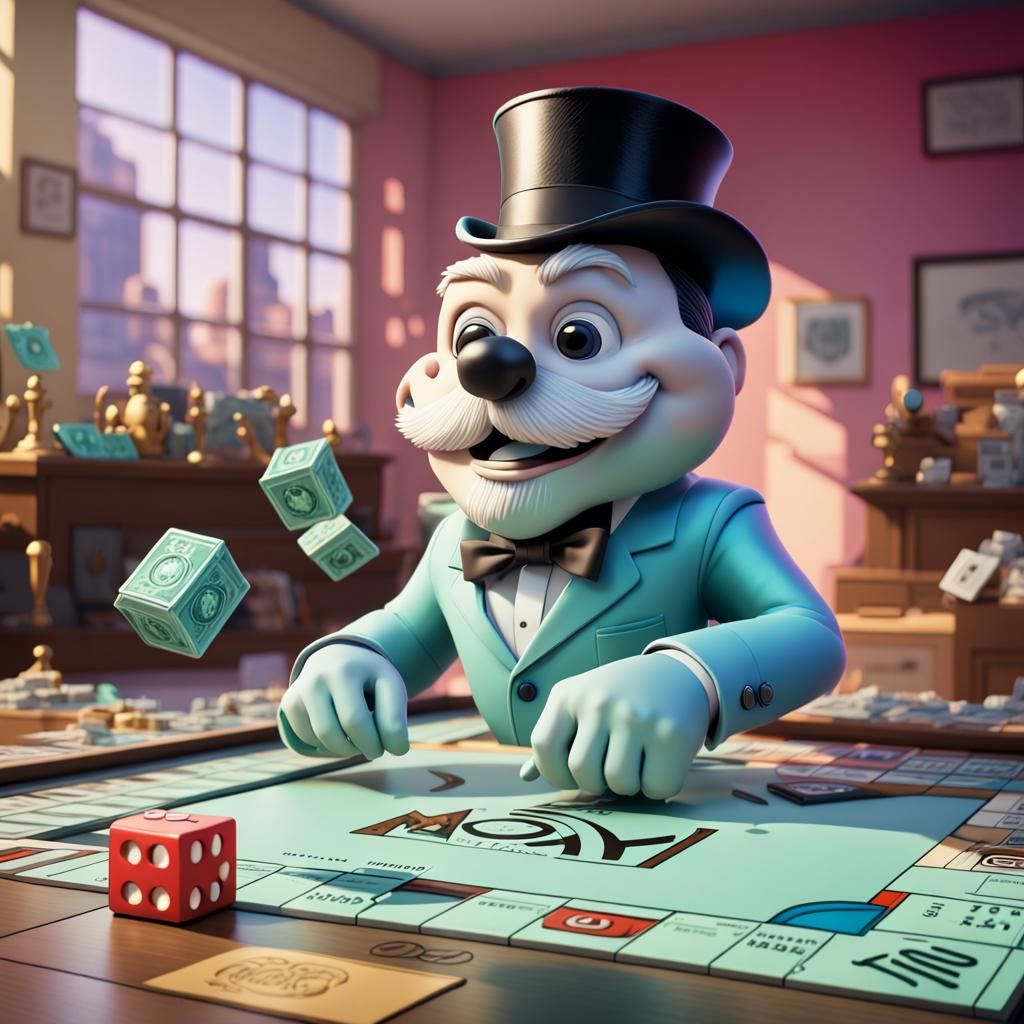 Monopoly Game Comes to Life: Pixar-Style 3D Art