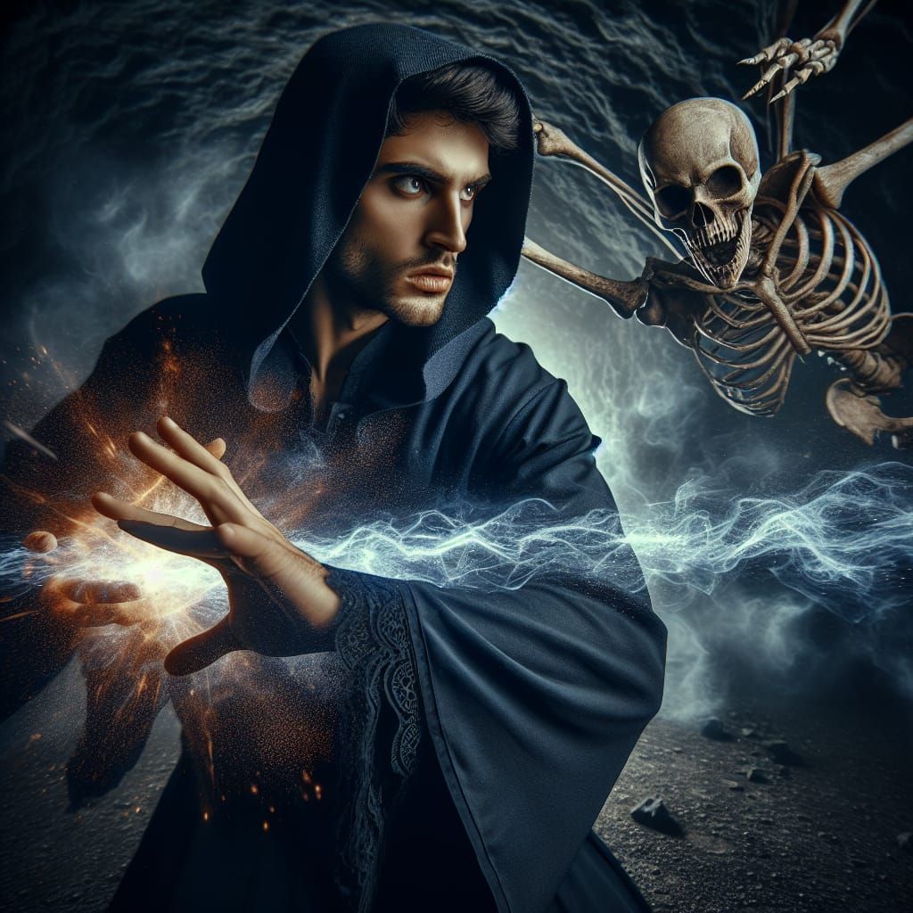 Warlock's Eldritch Blast in a Dark Cave