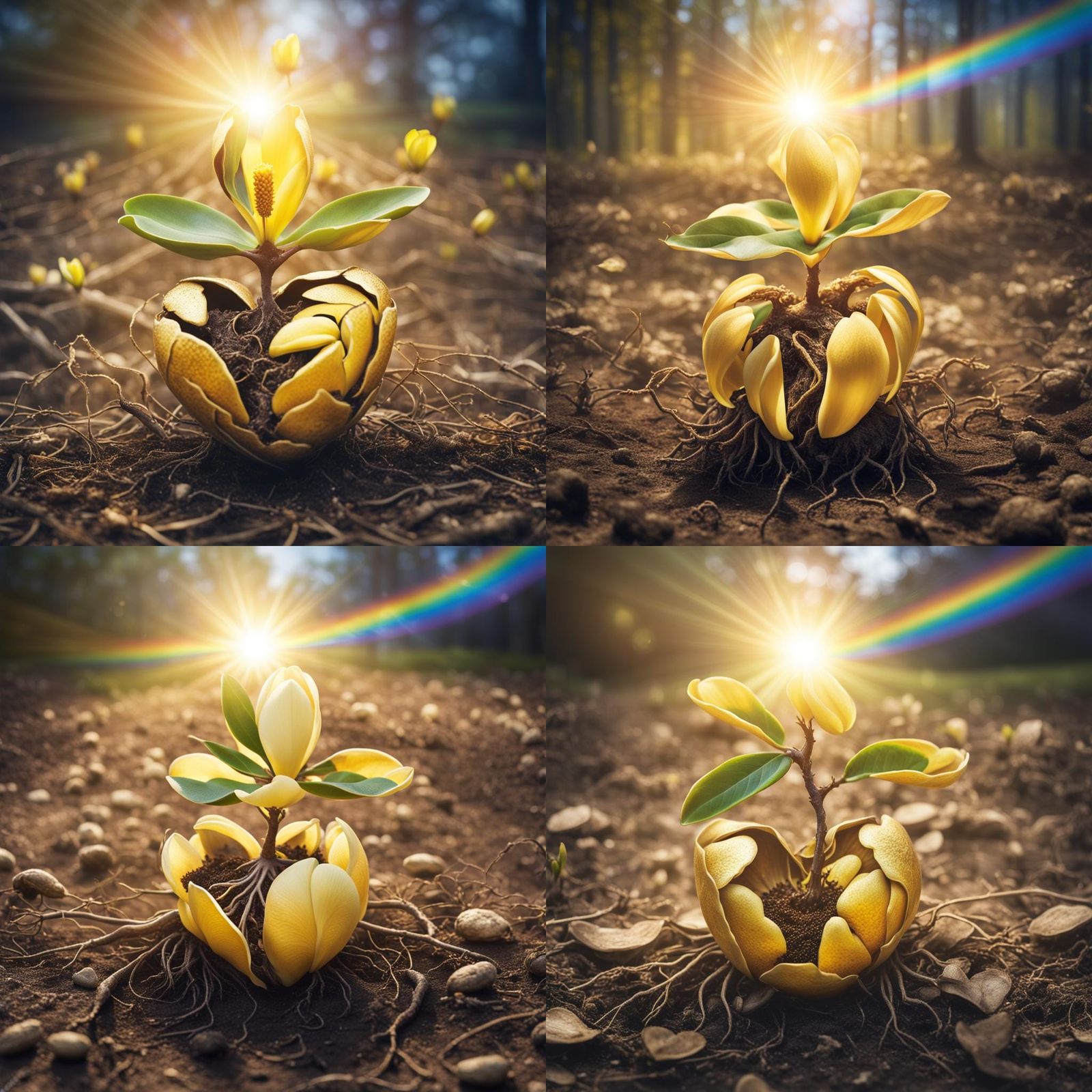 Magnolia Bloom and Seed Pod in Divine Light