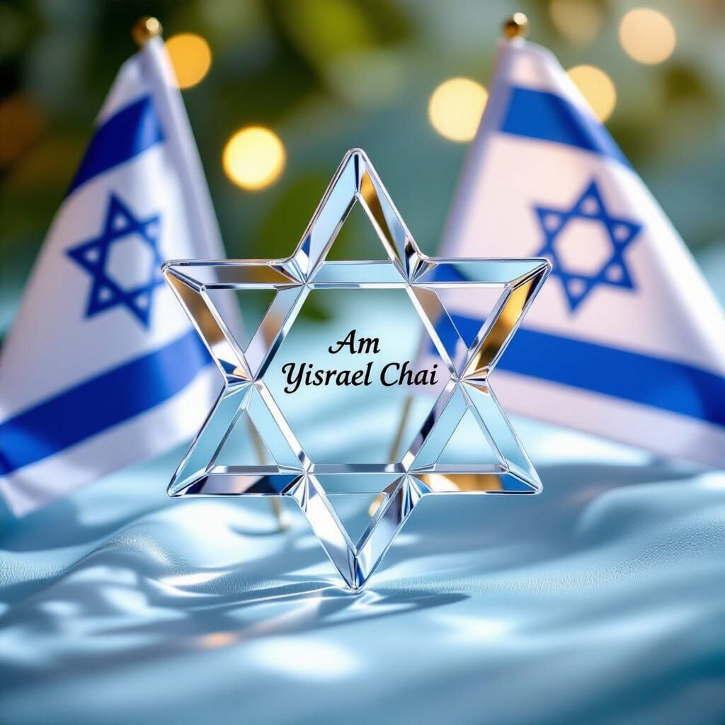 Glass Star of David with Israeli Flags