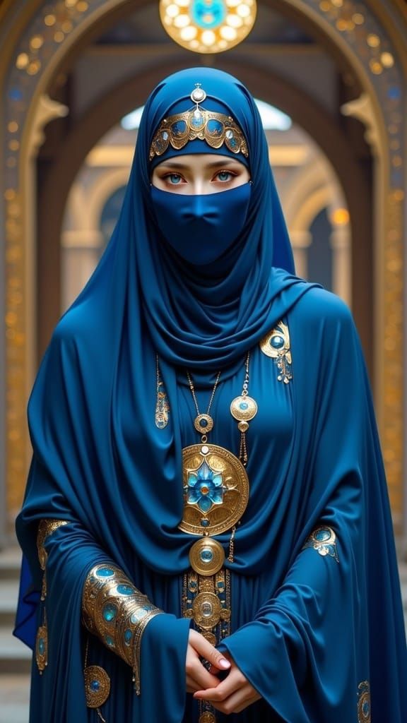 Elf Woman in Hijab: Hyperreal Fantasy Portrait