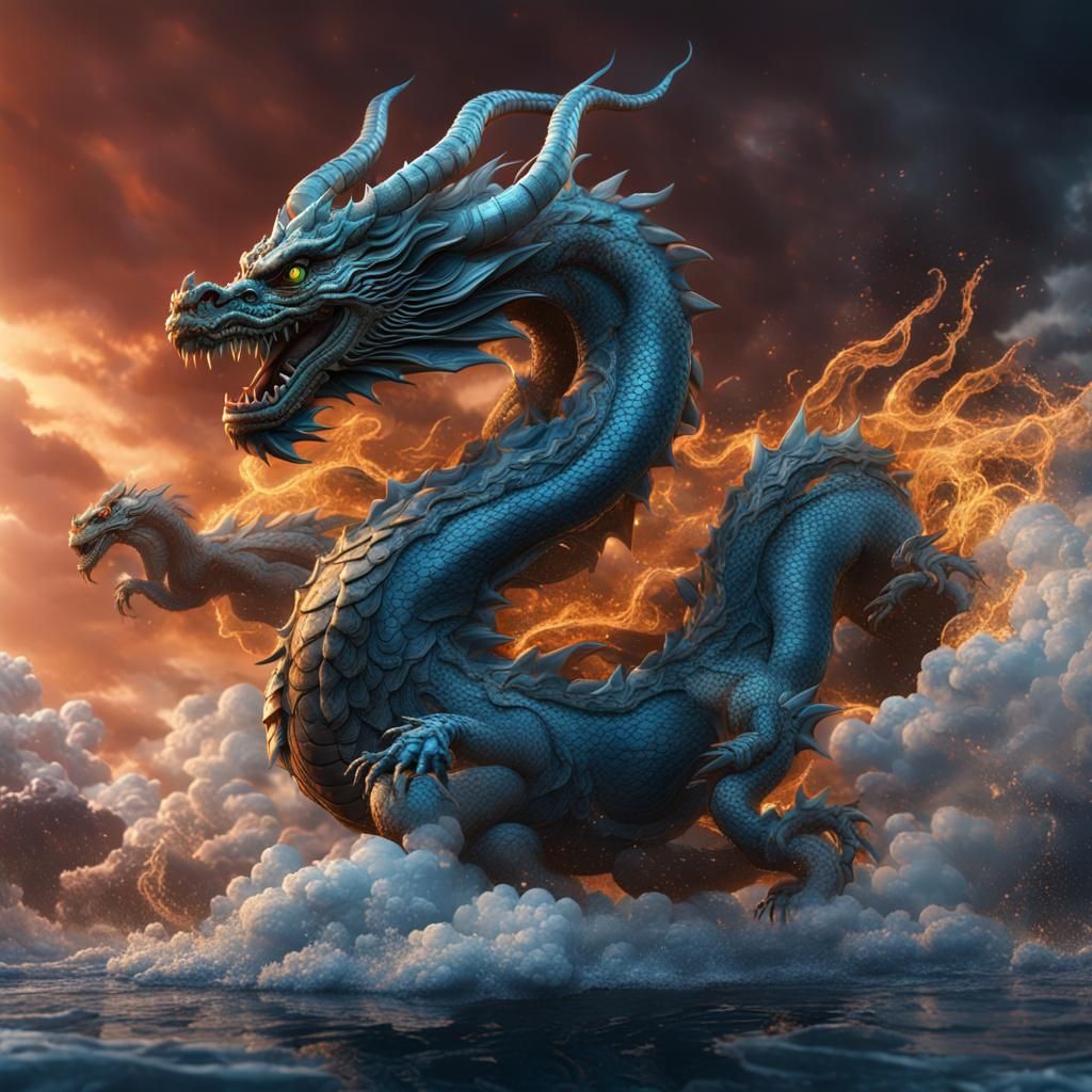 Liquid Water Dragon Soaring in the Sky