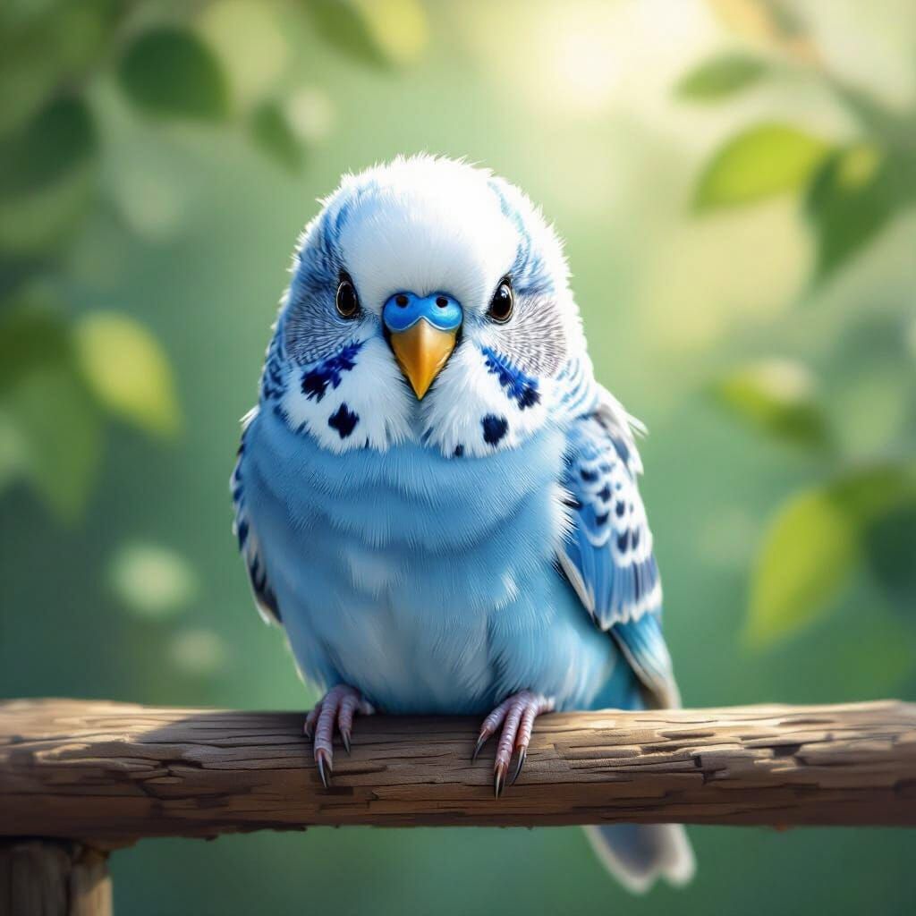 Blue Budgie in Impressionistic Natural Light