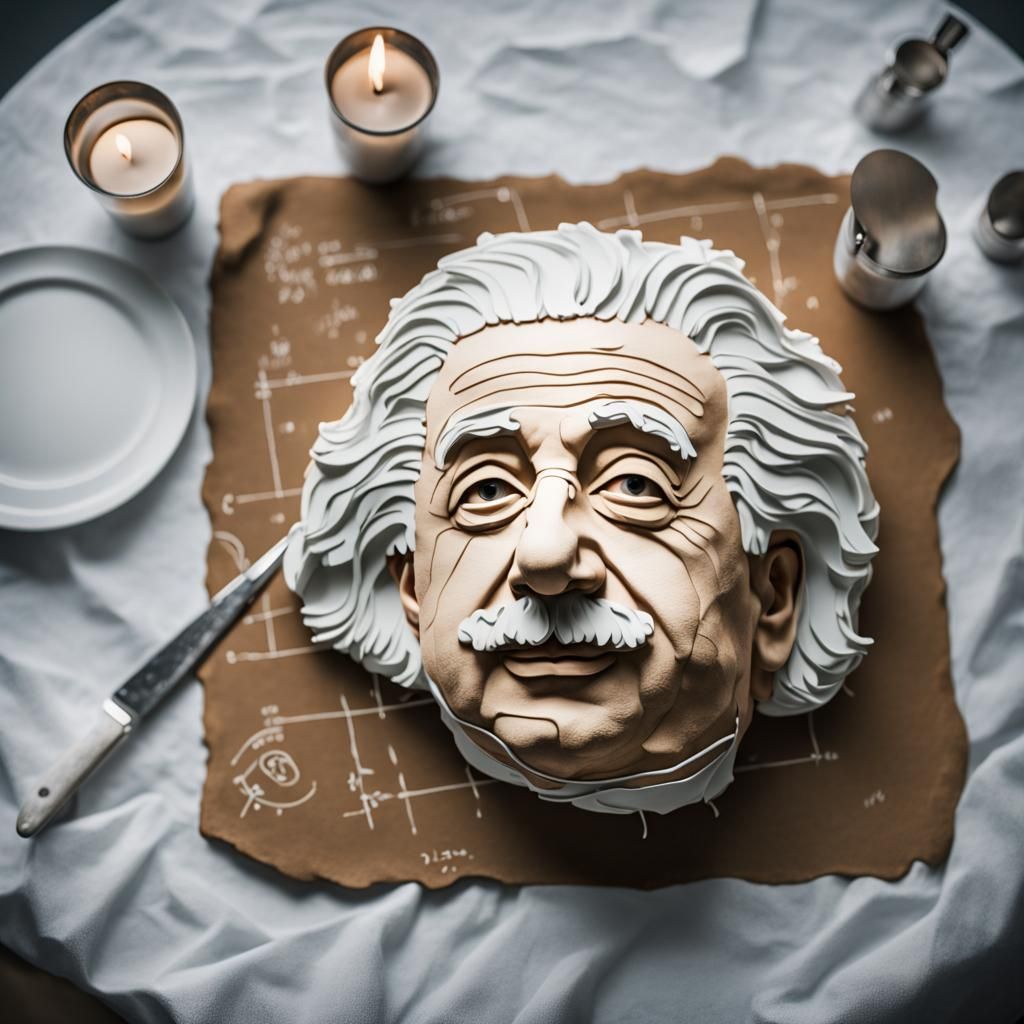 A cake in the shape of Albert Einstein