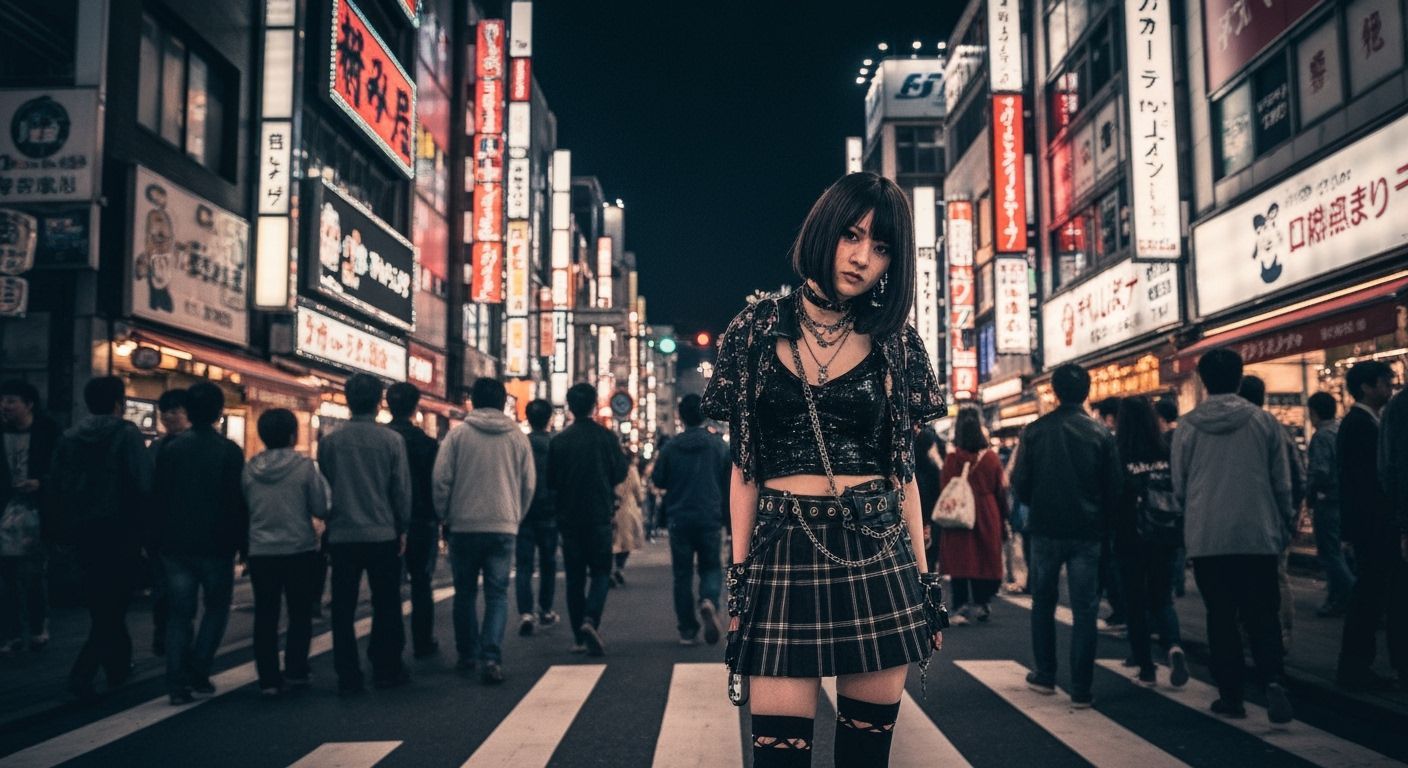 Punk Gyaru Girl in Shibuya: Street Photography