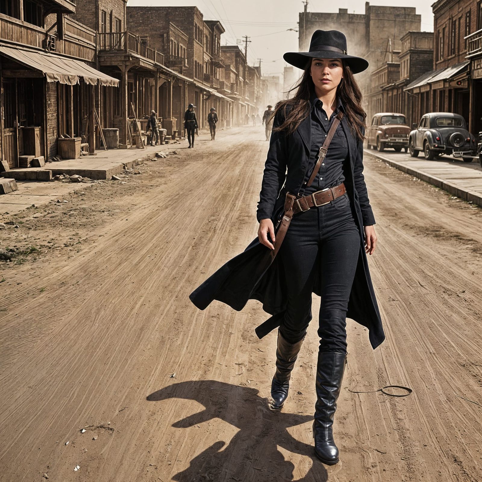 Young Gunslinger in Duster and Wide Brim Hat