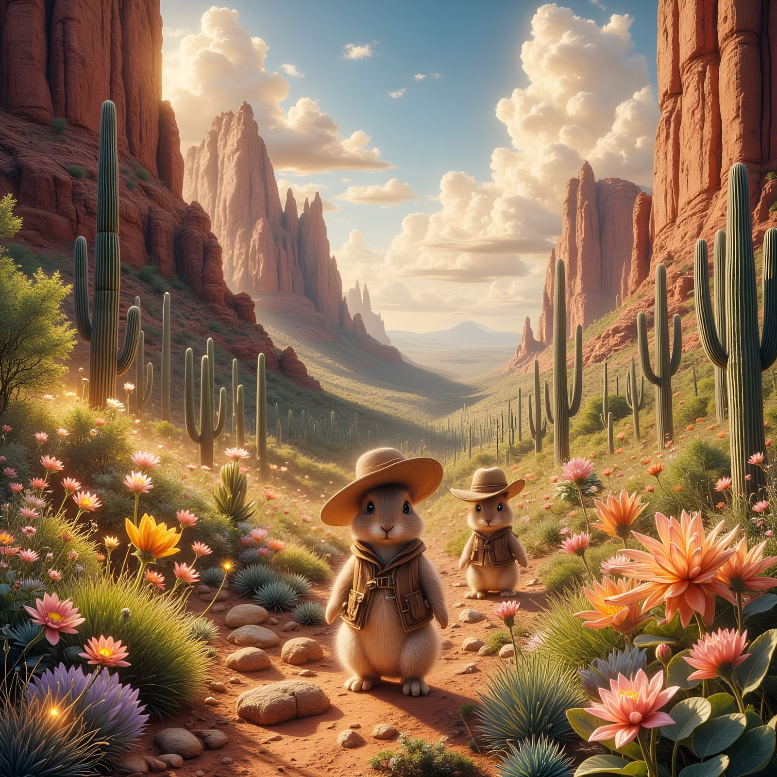 Jackrabbits Explore Desert in Echo of Light