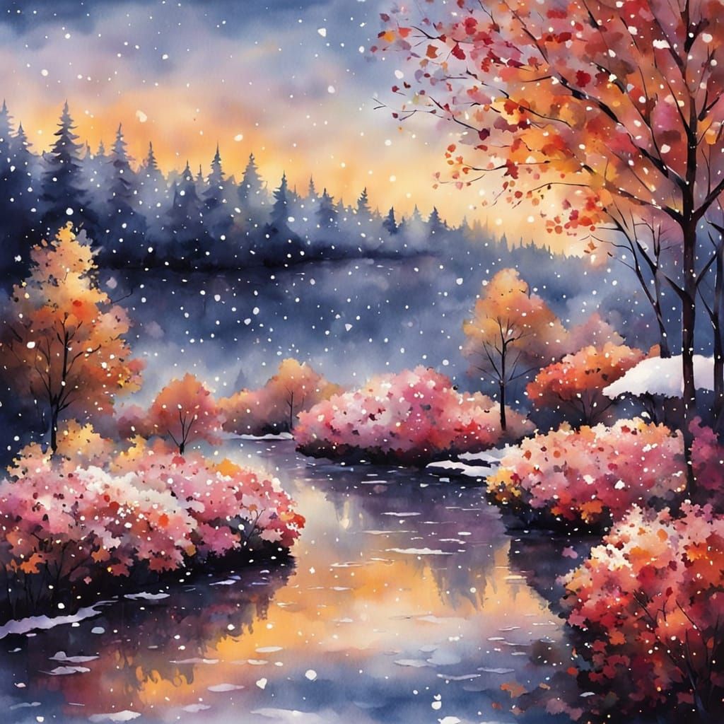 Autumn Still Life with Coffee and Flowers in Watercolor