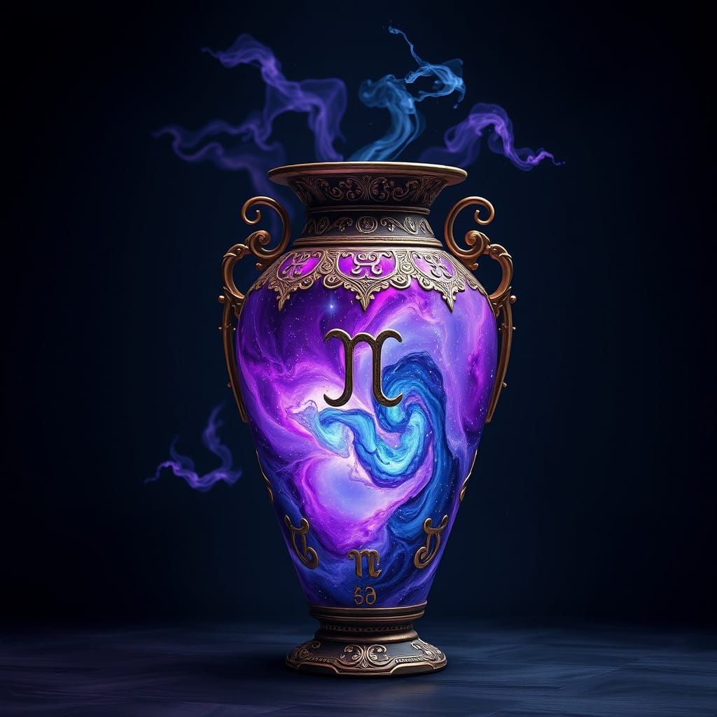 Zodiac Vase in a Deep Space Galaxy Aesthetic