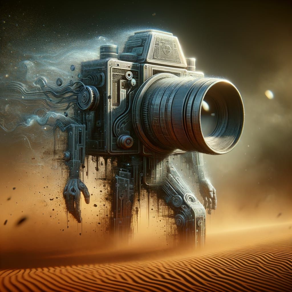 Holographic ASCII Data Figure in Steampunk Art Deco Style