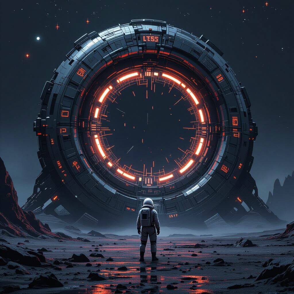 Biomechanical Stargate on Alien Planet in Giger Style