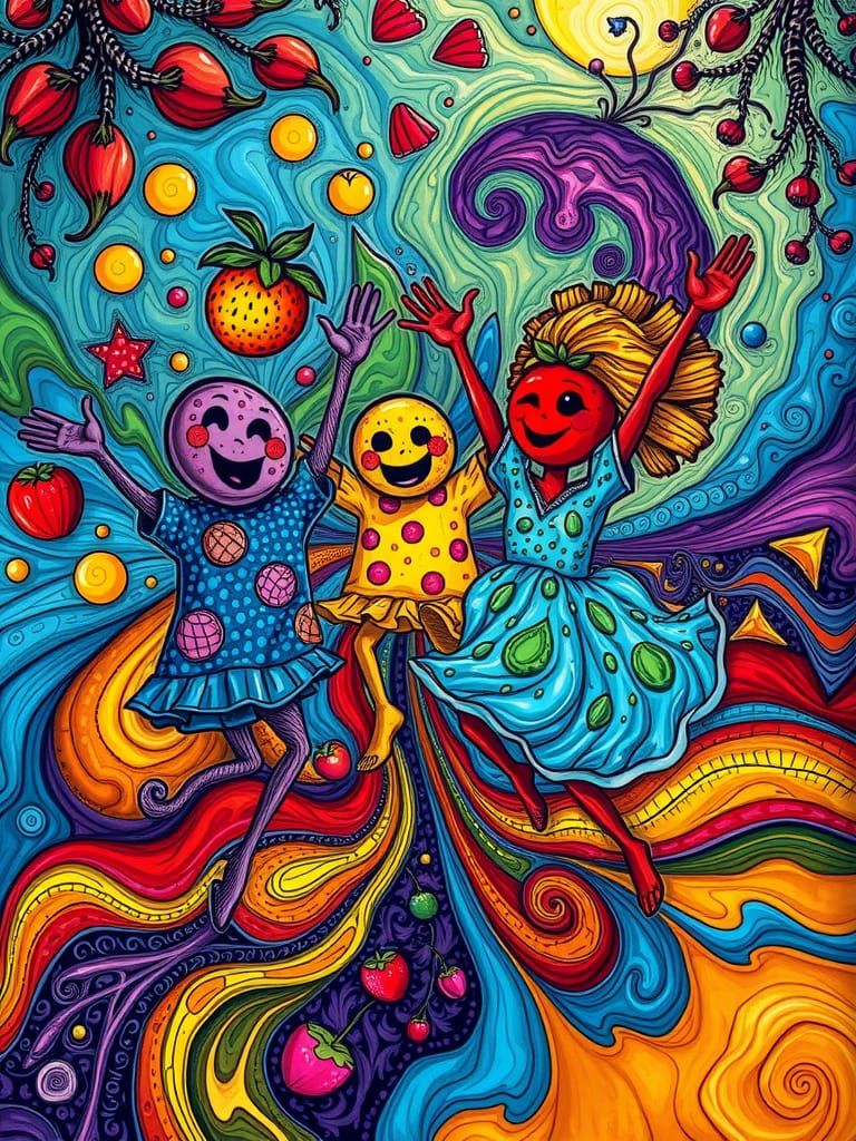 Fruit of the Loom Fractal Dance in Expressionist Style