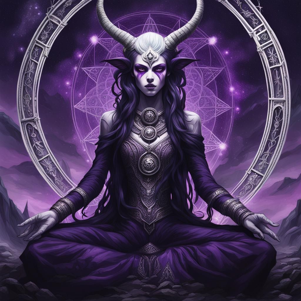 Goddess of Insanity Meditating in Astral Void