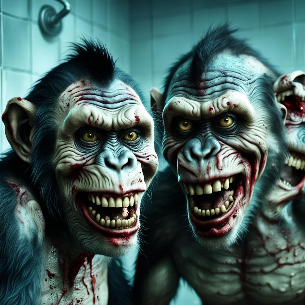 Zombie Monkey Monster Clowns Horseplay: Digital Matte Painti...