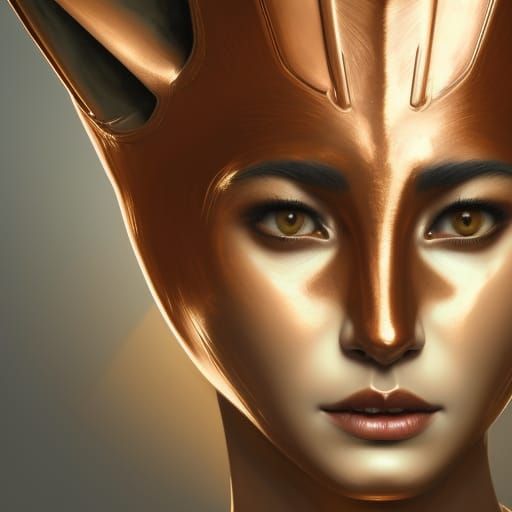 Copper Fox Mask Portrait in Hyperdetailed Style