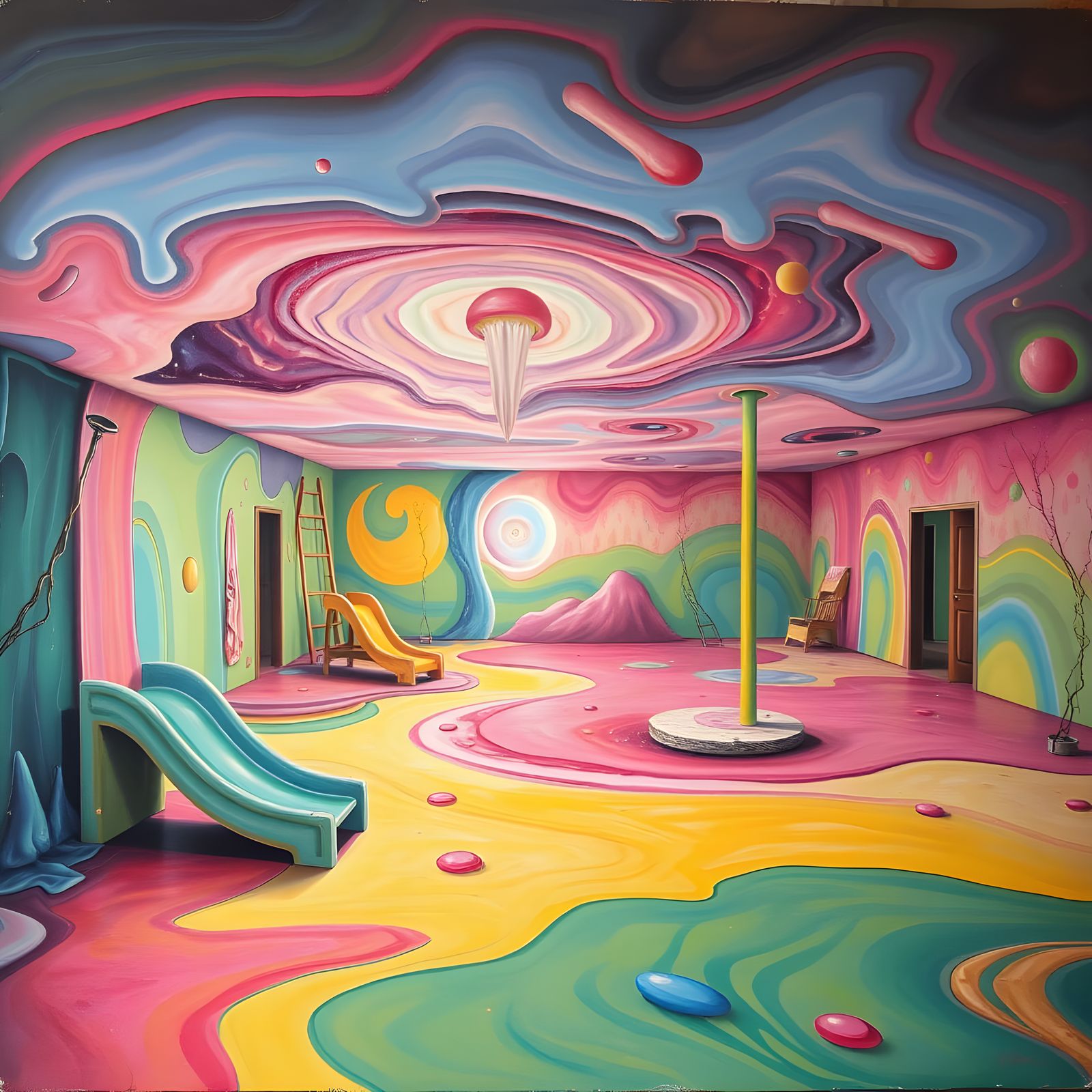 Kidcore Liminal Space: Surreal Abandoned Playground