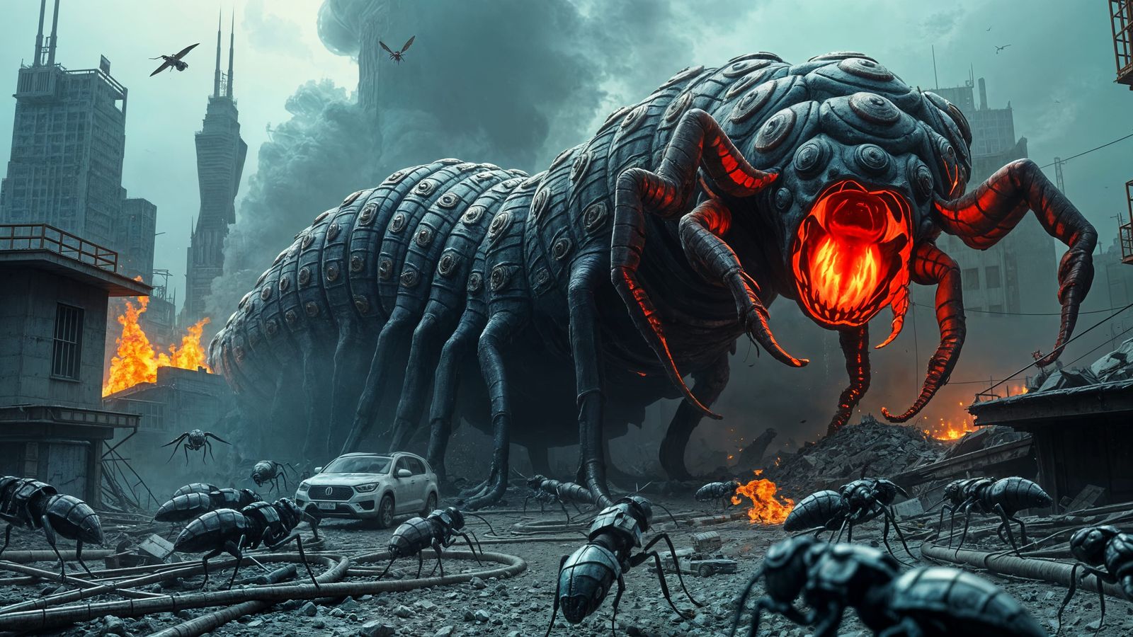 Post-Apocalyptic Cityscape in Deep Fantasy Colors