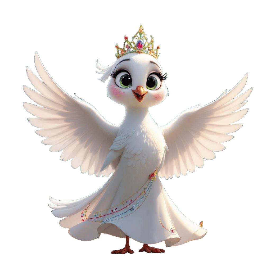 Disney Pixar Style Dove Queen in Magical Forest
