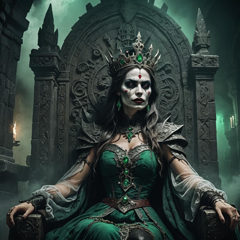 Regal Undead Queen Portrait in Gothic Art Style