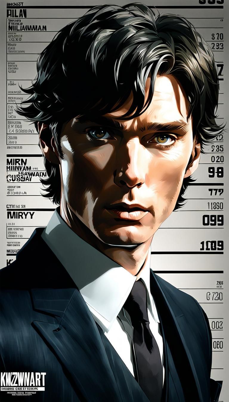 Cillian Murphy Anime Mugshot in Video Game Style