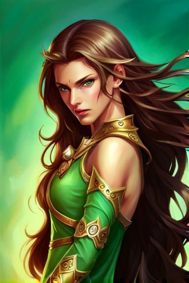 Gorgeous Half-Elf Druid in Art Nouveau Style