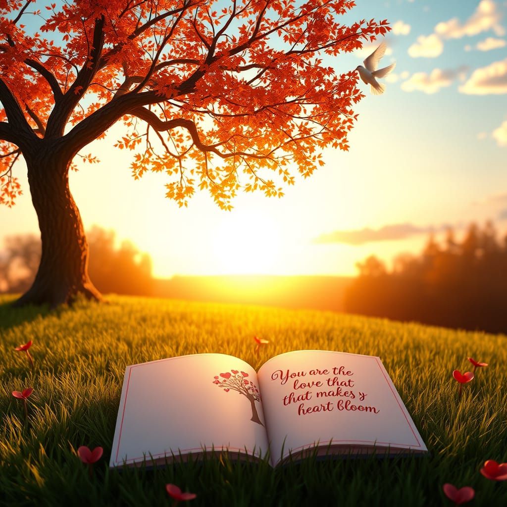 Romantic Sunset Valentine's Day Scene in 3D Anime Art