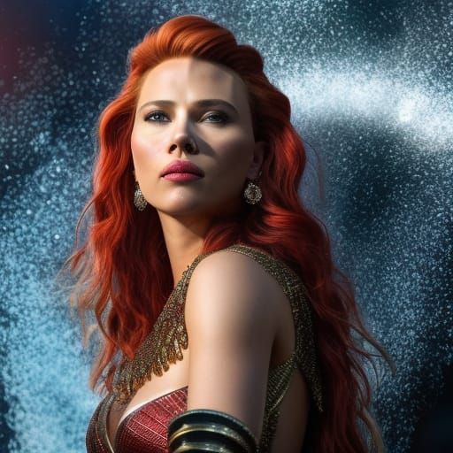 Hyperrealistic Red Sonja Portrait: Digital Illustration