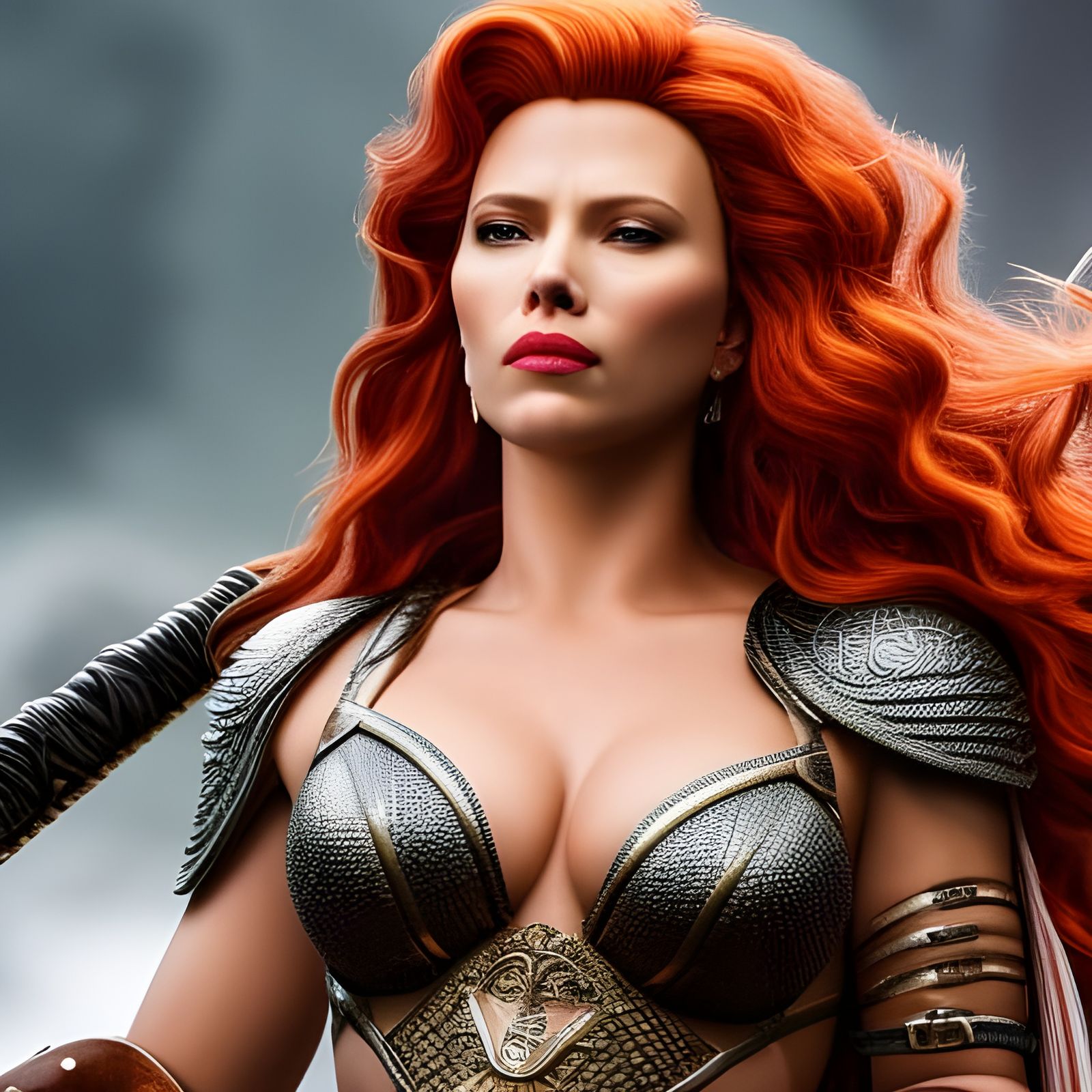 Red Sonja Hyperrealistic Digital Art Portrait