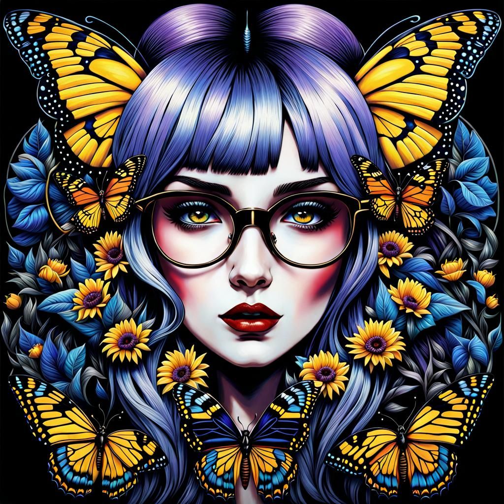 Butterfly Angel in Surreal Gothic Style