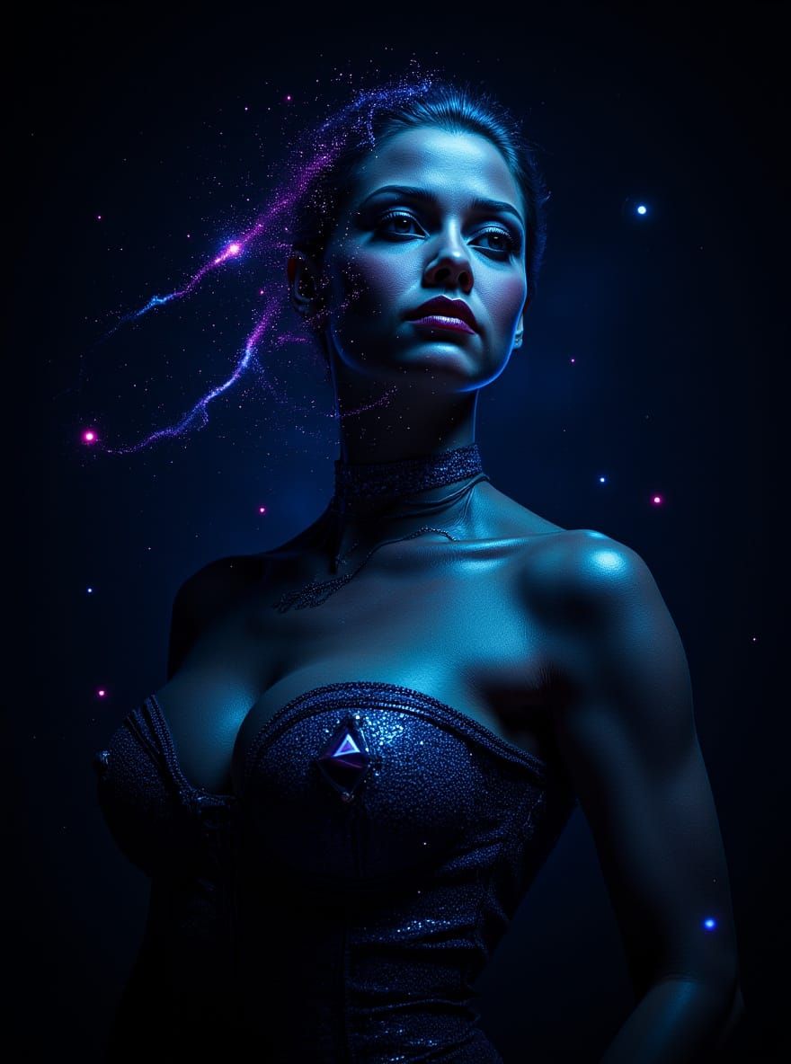 Cosmic Woman: A Galaxy of Neon and Light